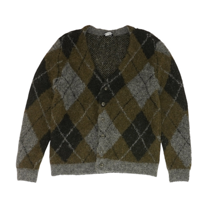 Olive Argyle Cardigan Sweater