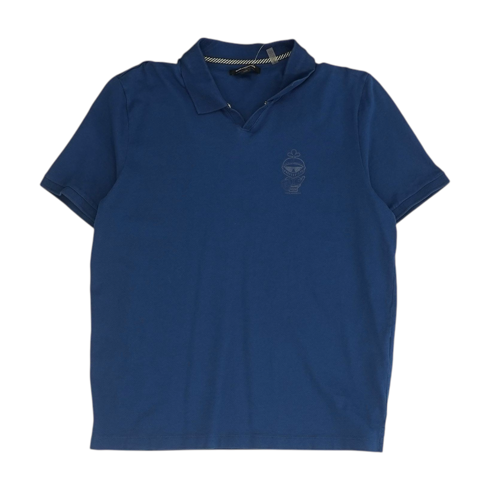 Blue Solid Short Sleeve Polo