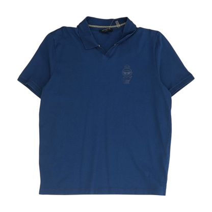 Blue Solid Short Sleeve Polo