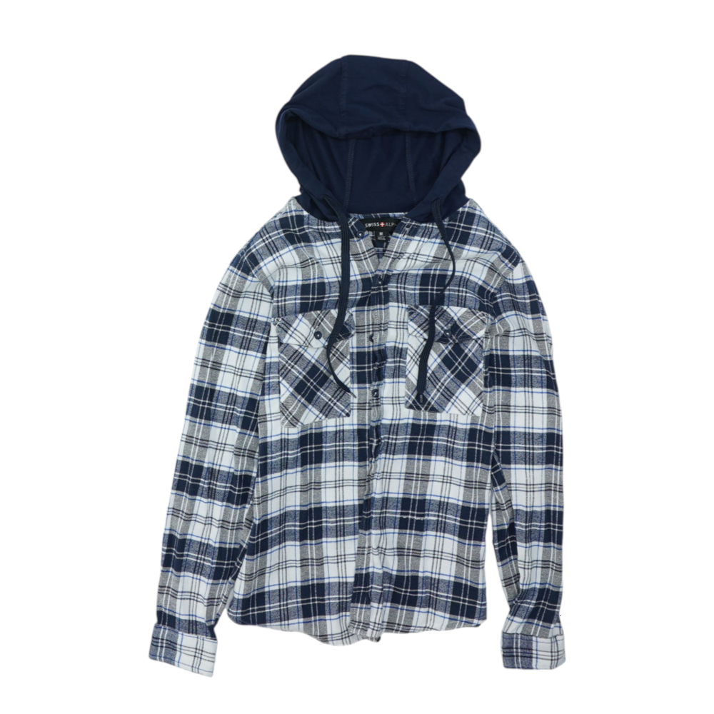 Navy Plaid Flannel Button Down