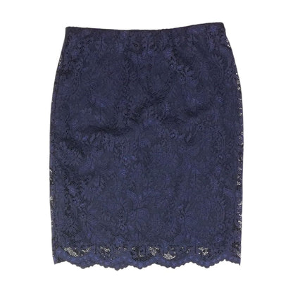 Blue Embroidery Detail Midi Skirt