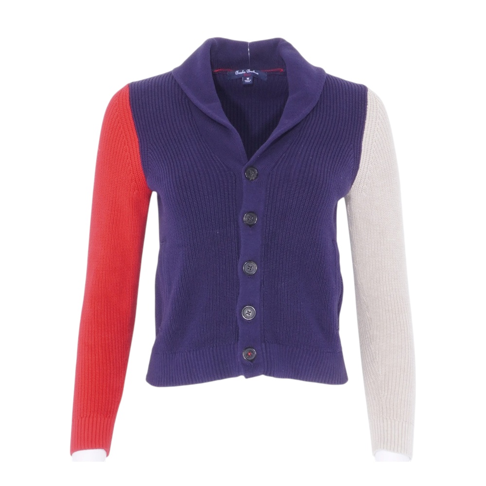 Navy Color Block Cardigan Sweater