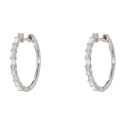 3/4 ctw 14K White Gold Diamond Hoop Earrings