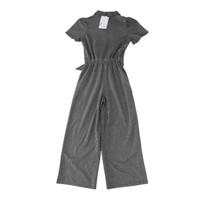 Black Houndstooth Short Sleeve One-Piece