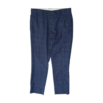 Blue Plaid Regular Pants