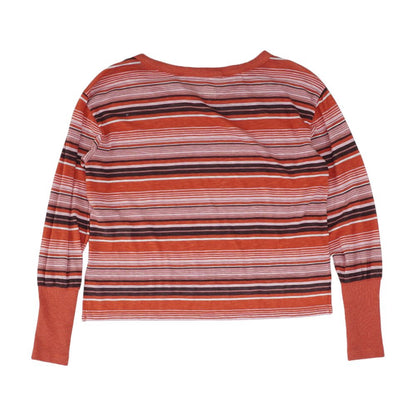 Rust Striped Crewneck Knit Top