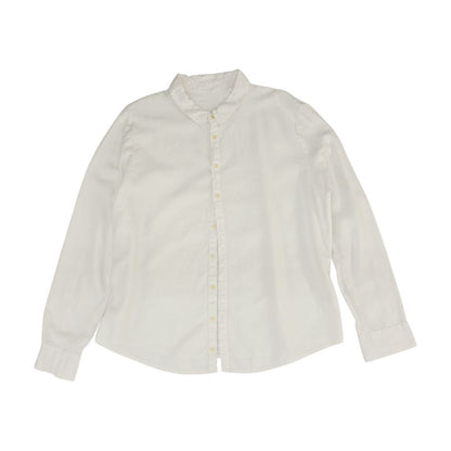 White Solid Long Sleeve Button Down