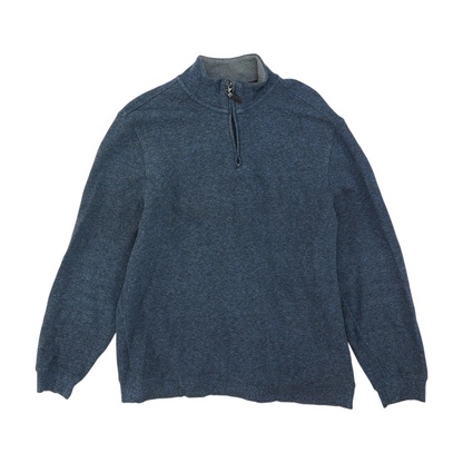Blue Solid 1/4 Zip Pullover