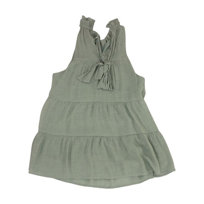 Green Solid Short Sleeve Blouse