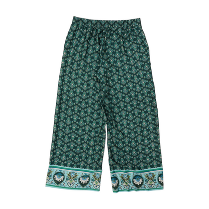 Green Paisley Wide Leg Pants