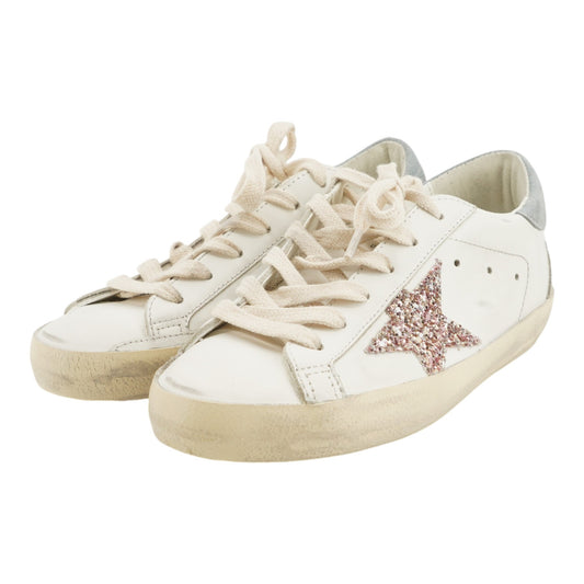 White Super-Star LTD with Glitter Star and Suede Heel Tab