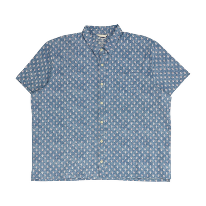 Blue Floral Short Sleeve Button Down