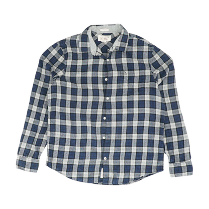 Navy Plaid Flannel Button Down