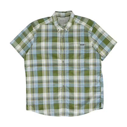 Green Plaid Short Sleeve Button Down