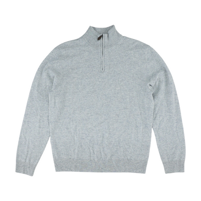 Gray Solid 1/4 Zip Sweater
