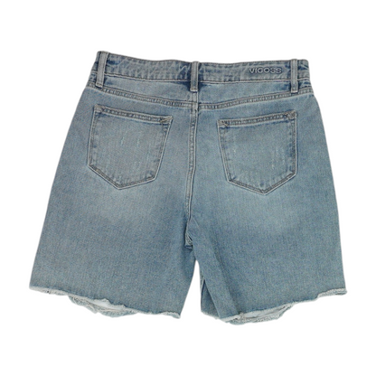 Blue Solid Denim Shorts