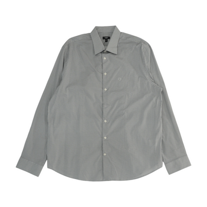Gray Print Long Sleeve Button Down