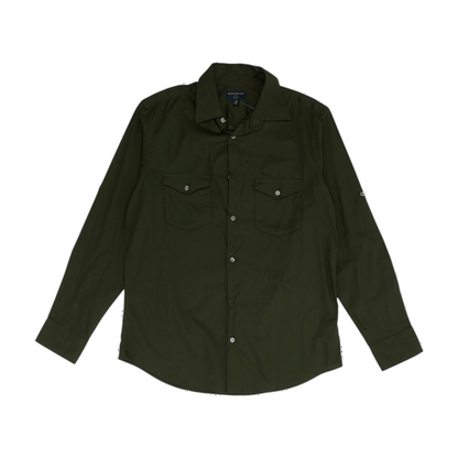 Green Solid Long Sleeve Button Down
