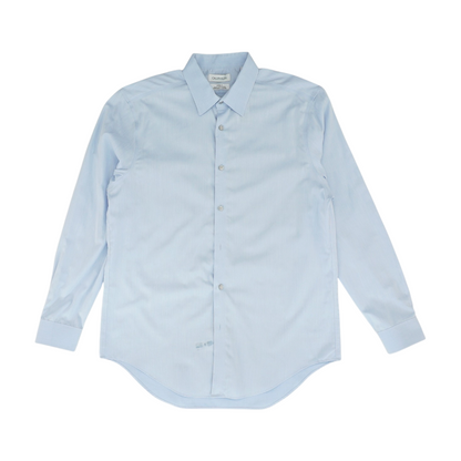 Blue Solid Long Sleeve Button Down