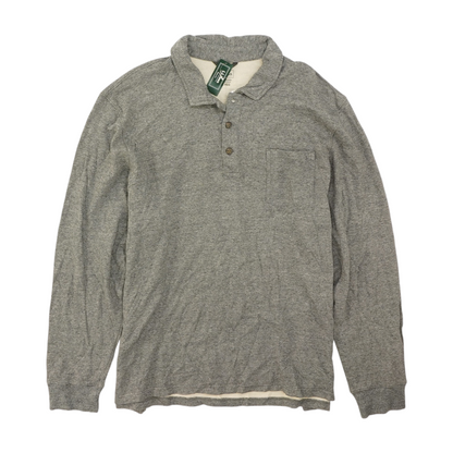 Gray Solid Long Sleeve Polo