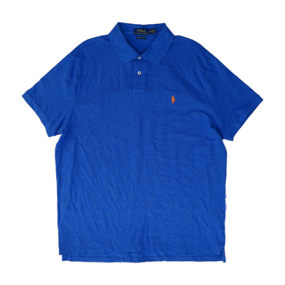 Blue Solid Short Sleeve Polo