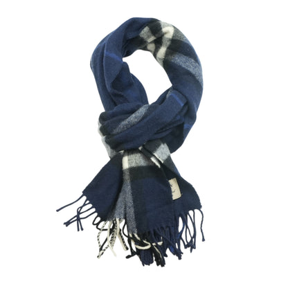 Blue Check Cashmere Scarf