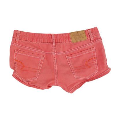 Red Solid Denim Shorts