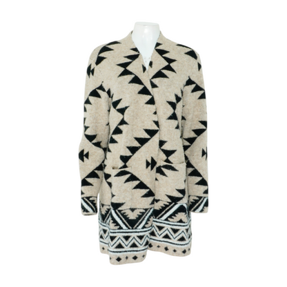 Beige Abstract Pullover Sweater