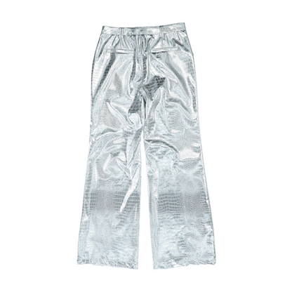 Silver Animal Print Regular Pants