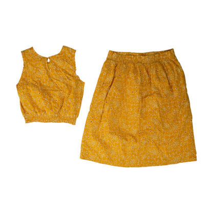 Yellow Petite Floral Skirt Set