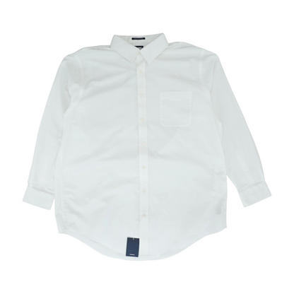 White Tall Solid Long Sleeve Button Down