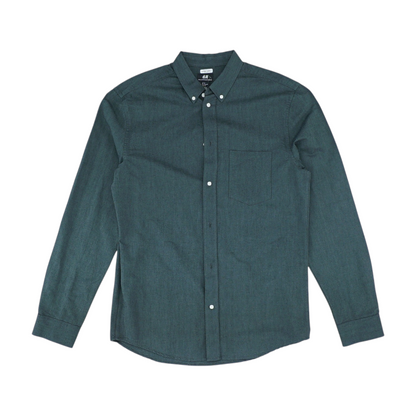 Gray Solid Long Sleeve Button Down