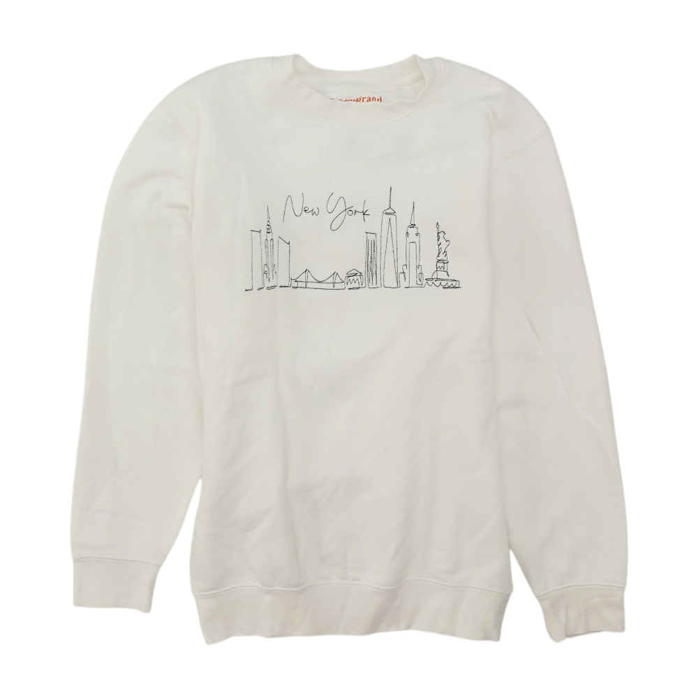 White Solid Sweatshirt Pullover