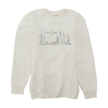 White Solid Sweatshirt Pullover