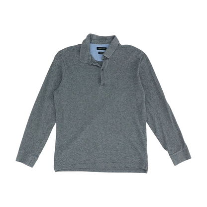Gray Solid Long Sleeve Polo