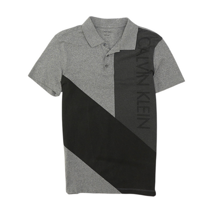 Gray Color Block Short Sleeve Polo
