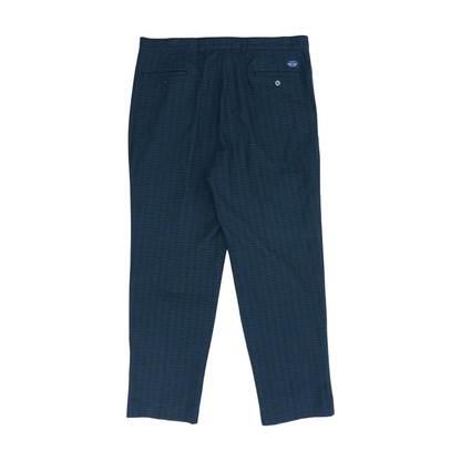 Navy Plaid Straight Pants