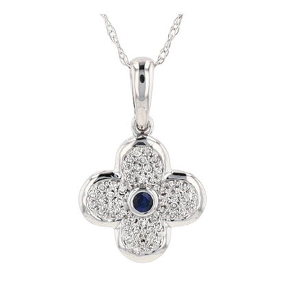 1/4 ctw 14K White Gold Sapphire Pendant Necklace