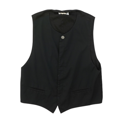 Vintage Black Solid Suit Vest
