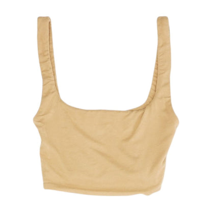 Beige Solid Sleeveless Blouse