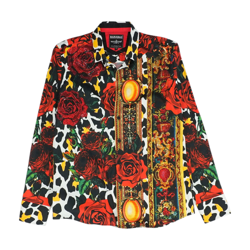 Mustard Abstract Long Sleeve Button Down