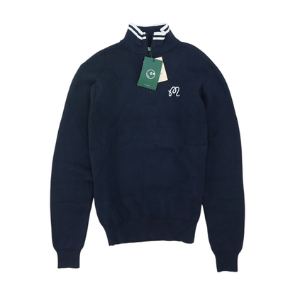 Navy Solid 1/4 Zip Sweater