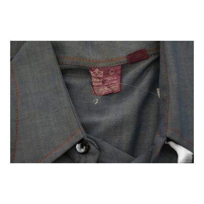 Blue Solid Long Sleeve Button Down