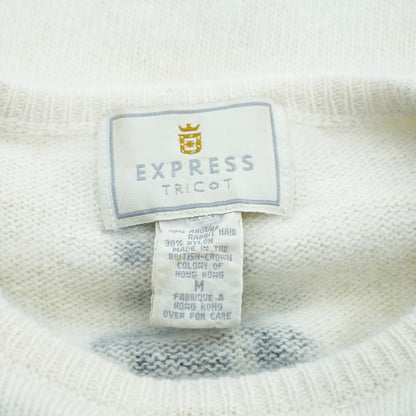 Vintage Tricot Angora Rabbit Hair-Blend Floral Short-Sleeve Sweater
