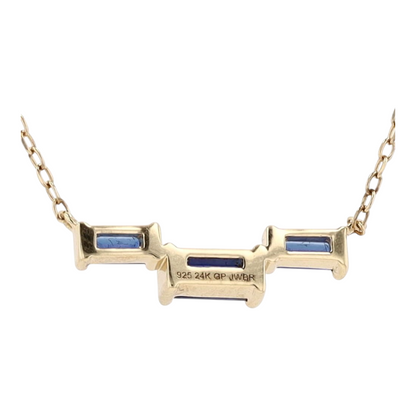 Sterling Silver Synthetic Sapphire Pendant Necklace