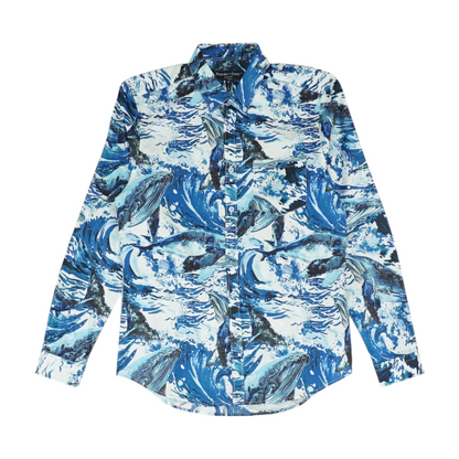 Blue Print Long Sleeve Button Down