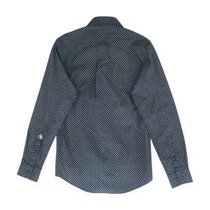 Black Print Long Sleeve Button Down