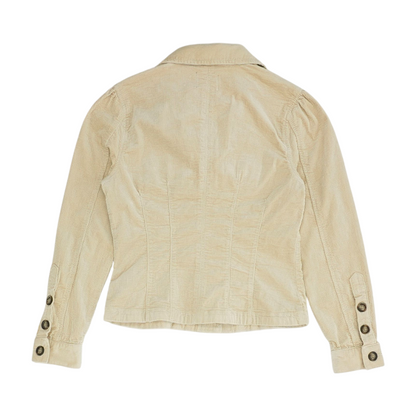 Beige Solid Denim Jacket