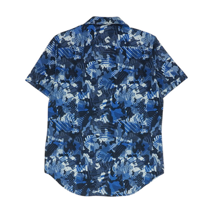 Blue Print Short Sleeve Button Down