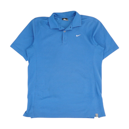 Blue Solid Short Sleeve Polo